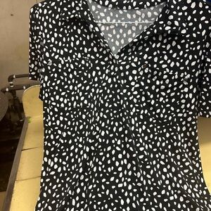 AKA New York Black and White Patterned Button Down Shirt